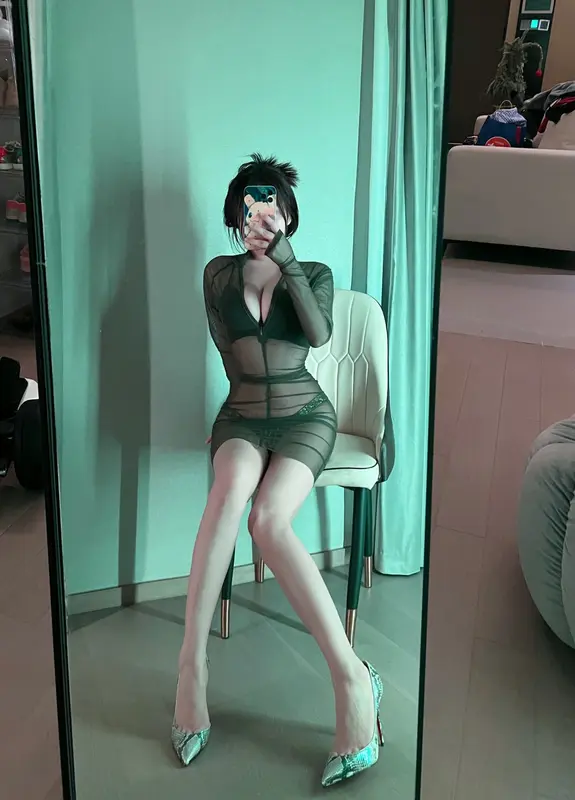 012.奔跑的晶骡儿-微密圈系列 绿色透视装 - 奔跑的晶骡儿